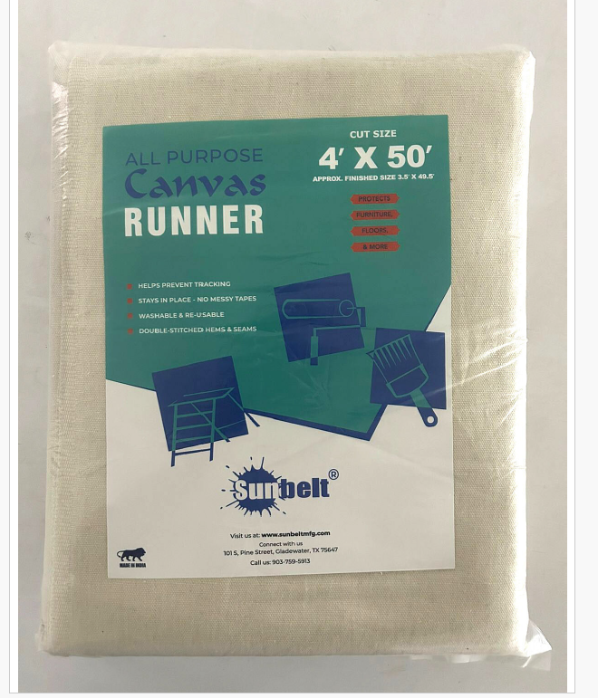 All Purpose Drop Cloth, Protects Furniture, Floors, and More Art Canvas | Sunbelt Mfg. Co. - Screen Printing Frames, Art Canvas & Surfaces, Ink & Encaustic Supplies